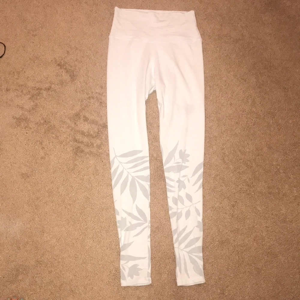 Aerie Pale Blue Leggings with Mesh Floral Cutouts